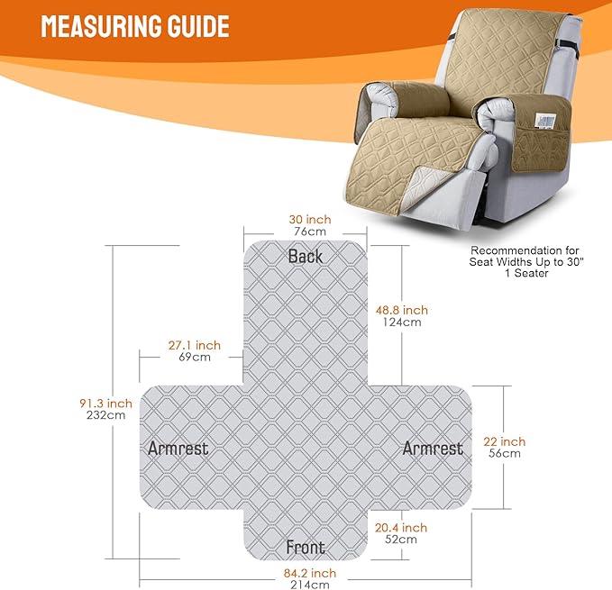 VANSOFY 100% Waterproof Recliner Chair Covers, Recliner Cover Non-Slip Dog