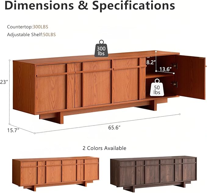 TV Stand for 75 Inch TV, Mid Century Modern TV Stand
