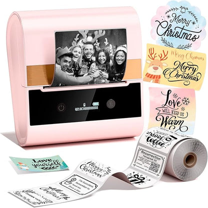 Phomemo Label Printer -M260 Address Label Maker Machine with Tapes,Bluetooth Thermal Label Printer, for Gift Decoration,Name Tag,Barcode,Logo, Easy to Use with Phones& PC - Pink