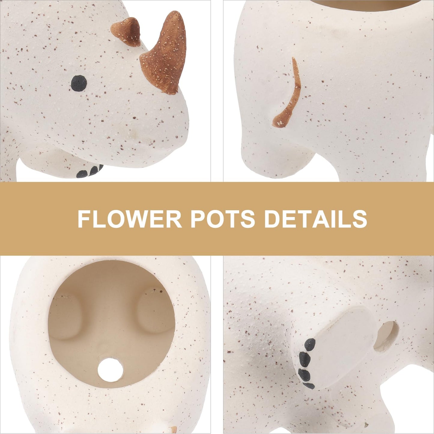 Hemoton Rhino Shaped Ceramic Planter Cute Animal Planter for Mini Plants Cactus, Smooth Shiny Ceramic - Plants Not Included, 8.25" Wide, Rhino