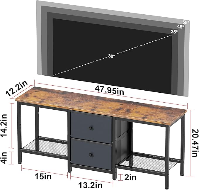 TV Stand Suitable for TVs up to 55 Inches, Entertainment Center