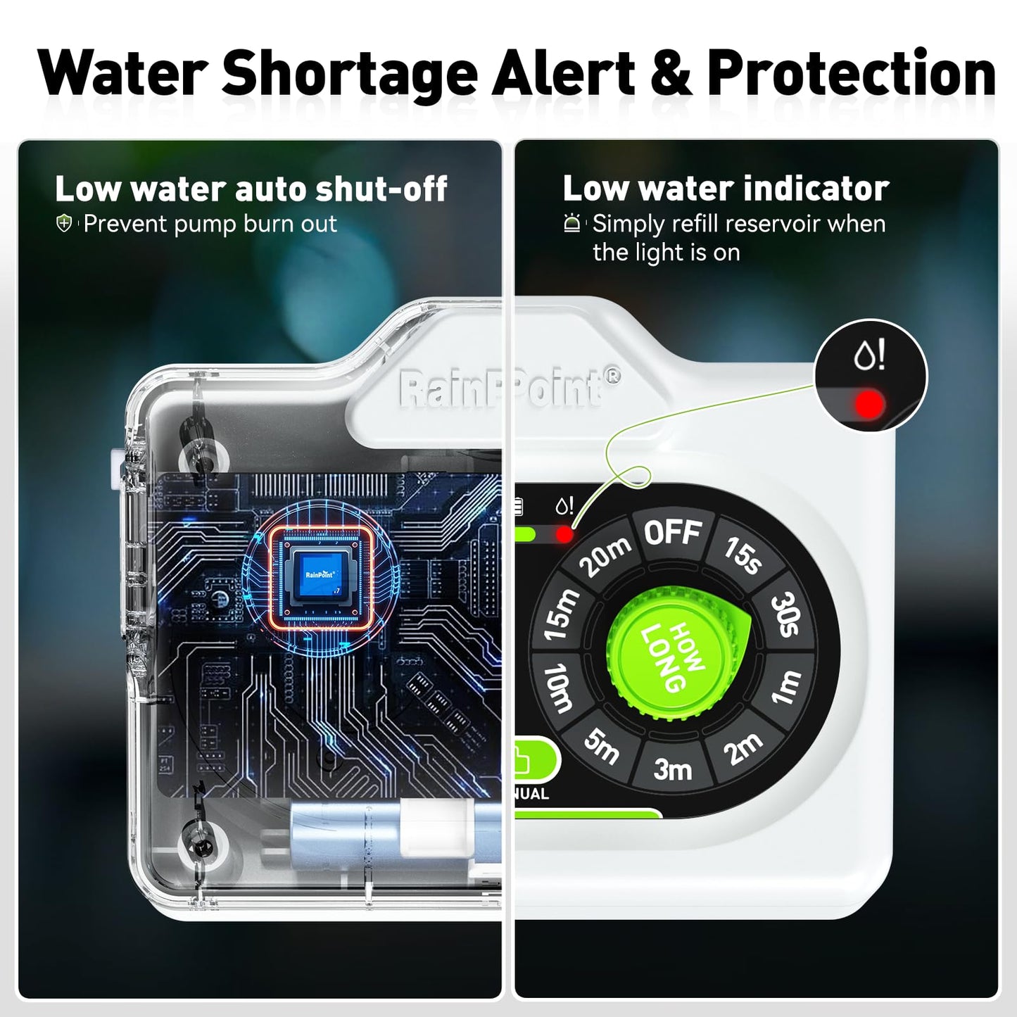 RAINPOINT Easy-Setup Automatic Plant Waterer Indoor for Pot Plant Adjustable Water Output,Battery Powered Outdoor IP54 Waterproof Drip Irrigation System Device Kit Beginner-Friendly Water 10-15 Plants