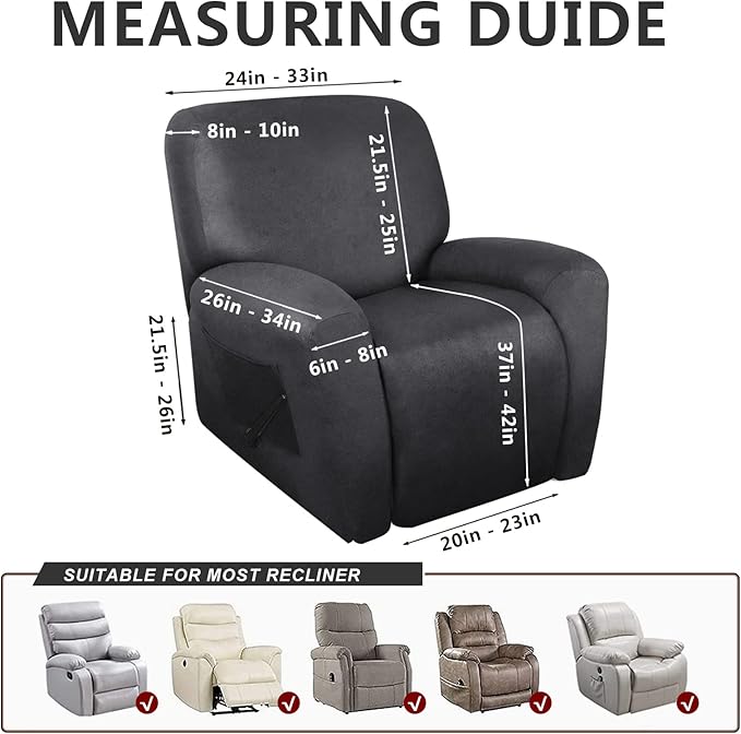 ANARACHON Recliner Chair Covers Leather Like, 4 Pieces Recliner Cover