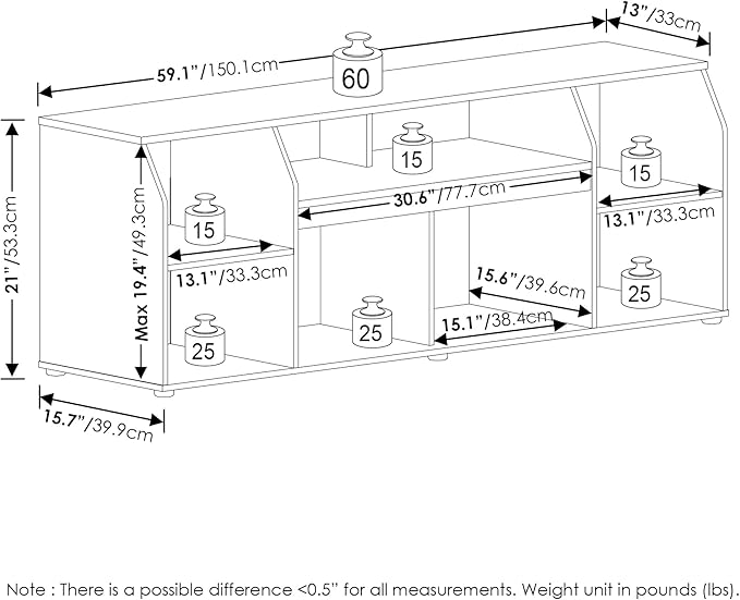 Furinno Jaya TV stand for up to 65 Inch TV, Gaming Enterteinment Center