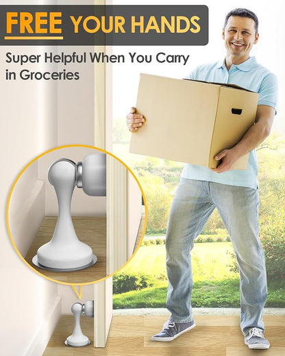 Door Stop Magnetic Door Stoppers, Door Stoppers for Bottom of Door Magnetic Door Catch with 3D Double-Sided Adhesive Tape, No Drilling, Screws for Stronger Mount, Hold Your Door Open