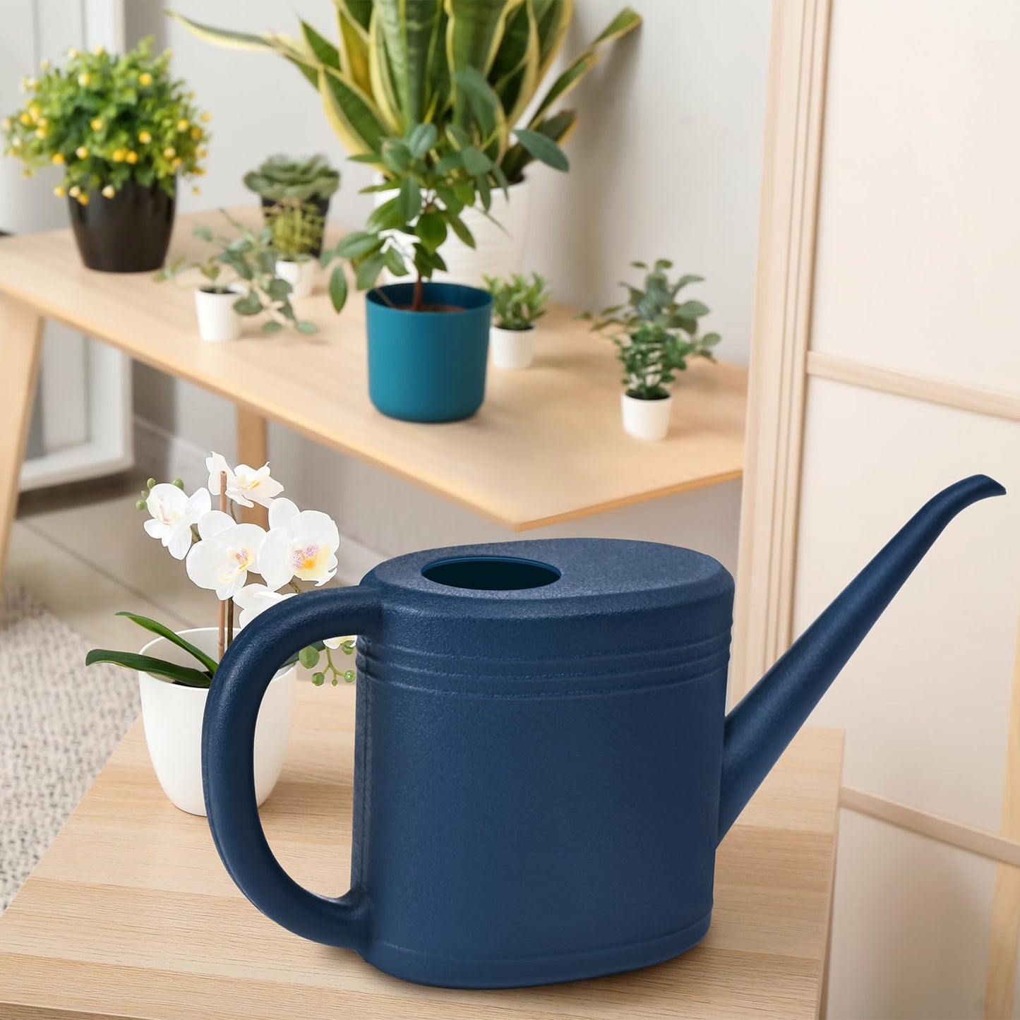 VKPLITE Watering Can for Garden Indoor Plants Outdoor Plant House Flower - 1/4 Gallon - Deep Blue