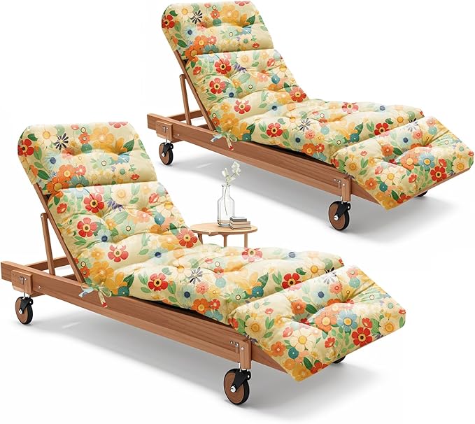 2 Pack Outdoor Chaise Lounge Chair Cushion 75.1 x 22.8 x 4.7 Inches 100%