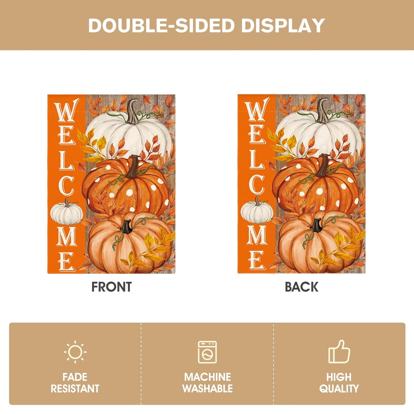 AVOIN colorlife Pumpkin Fall House Flag 28x40 Inch Double Sided Outside