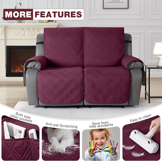 TAOCOCO 100% Waterproof Recliner Loveseat Cover Non Slip Couch Cover