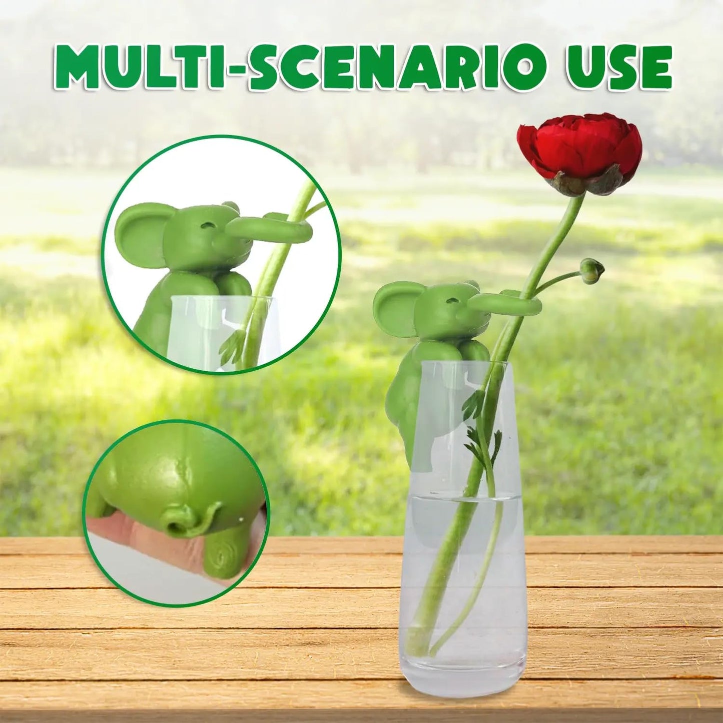 Plant Propagation Buddy – Plant Cutting Holders for Sprouts, Stems & Shoots, Cute & Sturdy Plant Supports for Indoor Gardens & Propagation Stations, Perfect Gift for Plant Lovers (Green, 3 Elephant)
