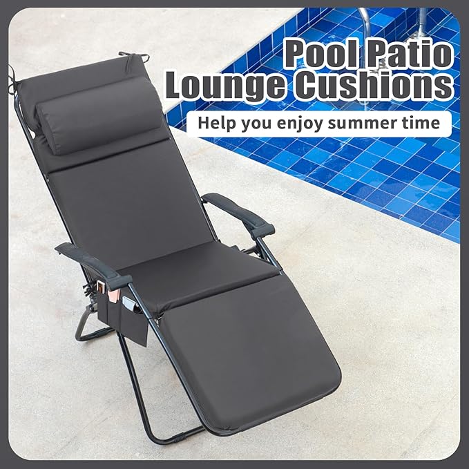 Wenqik 2 Pcs Outdoor Chaise Lounge Cushion