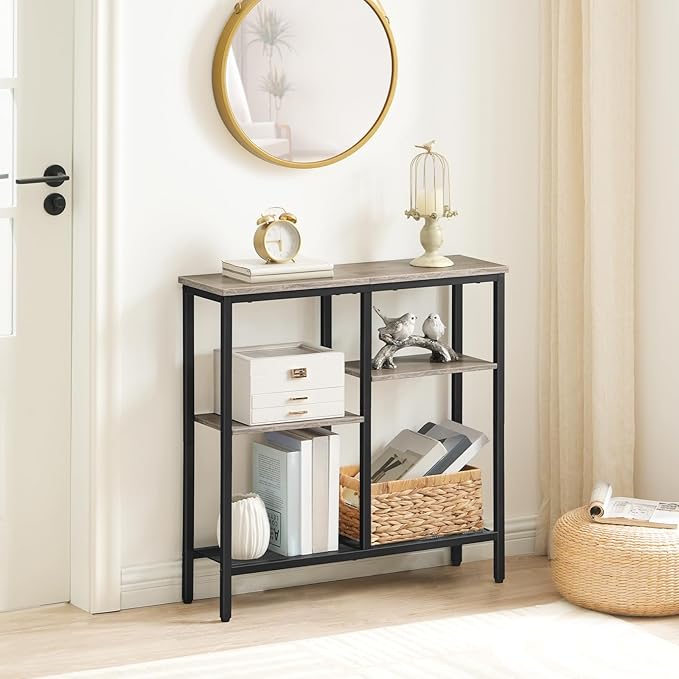 HOOBRO Narrow Console Table, Sofa Table, 4-Tier Industrial Entryway Table