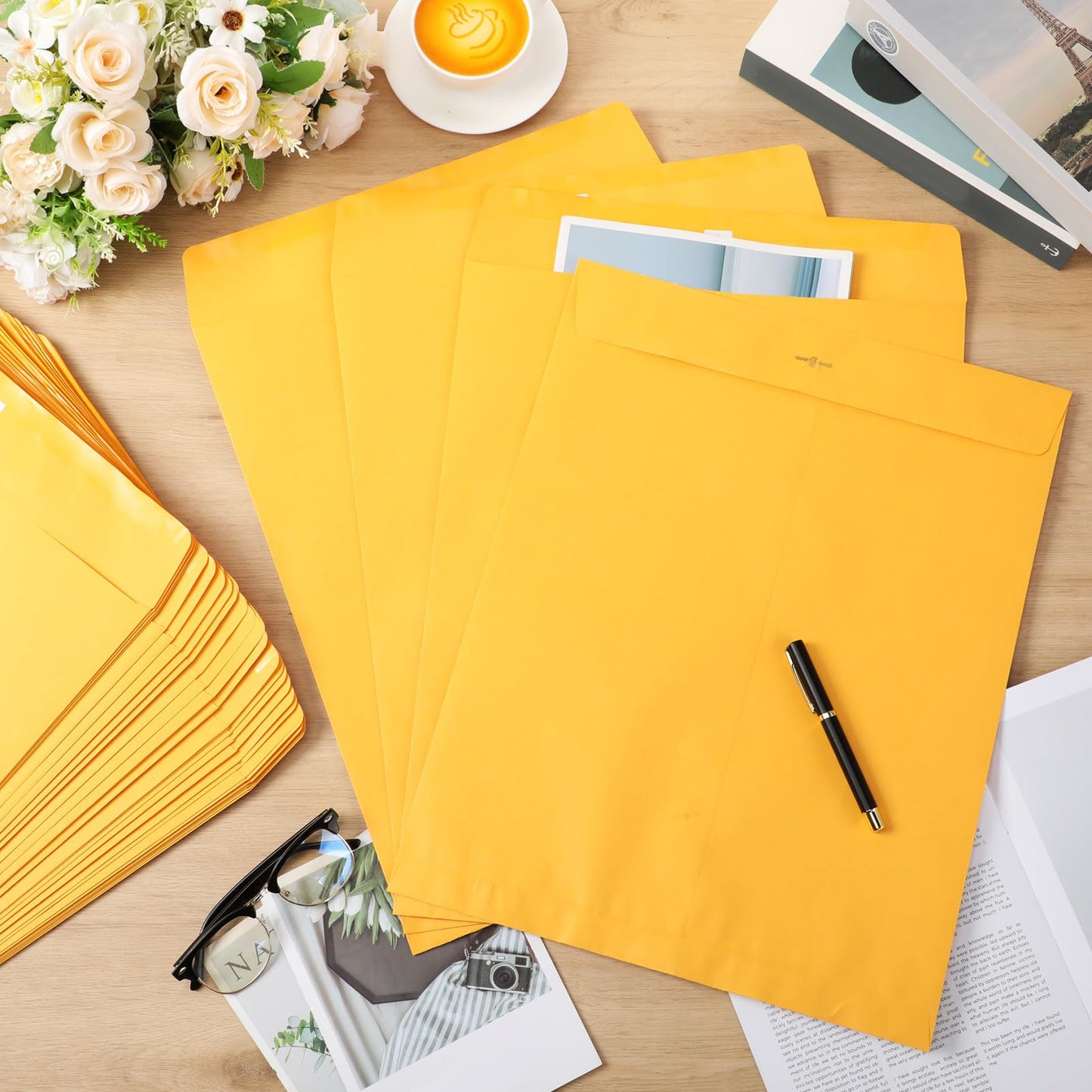 Fullhawl 50 Pcs 12 x 15 Inch Extra Large Mailing Clasp Envelopes Jumbo Kraft Catalog Manila Envelope with Clasp Closure for Oversized Big Documents Office Home Business Legal School Storing Mailing