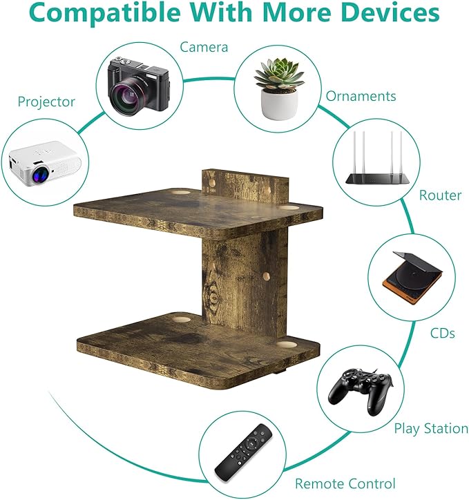 WALI Floating TV Shelf, 2 Tier Projector Shelf