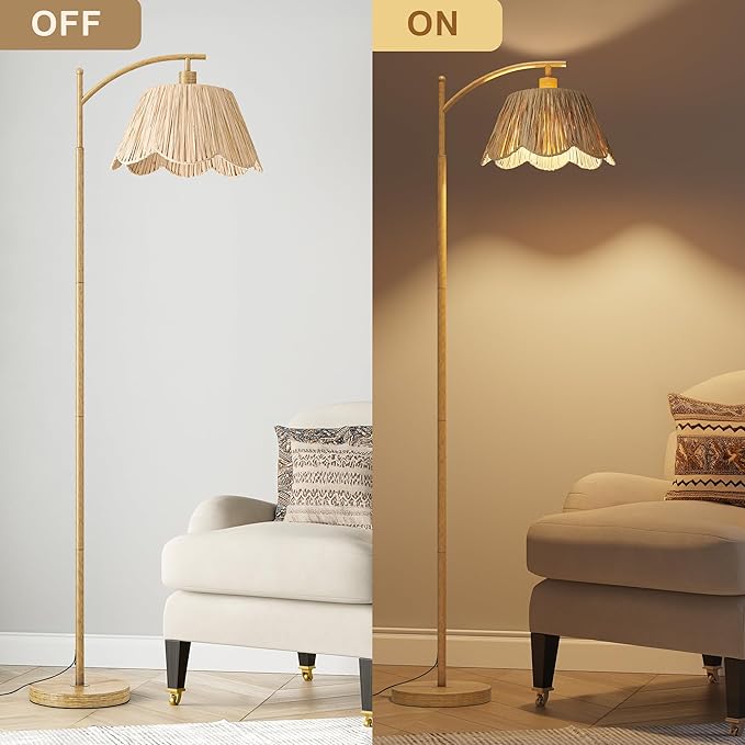 Oneach Boho Floor Lamp for Living Room, Farmhouse Standing Lamp