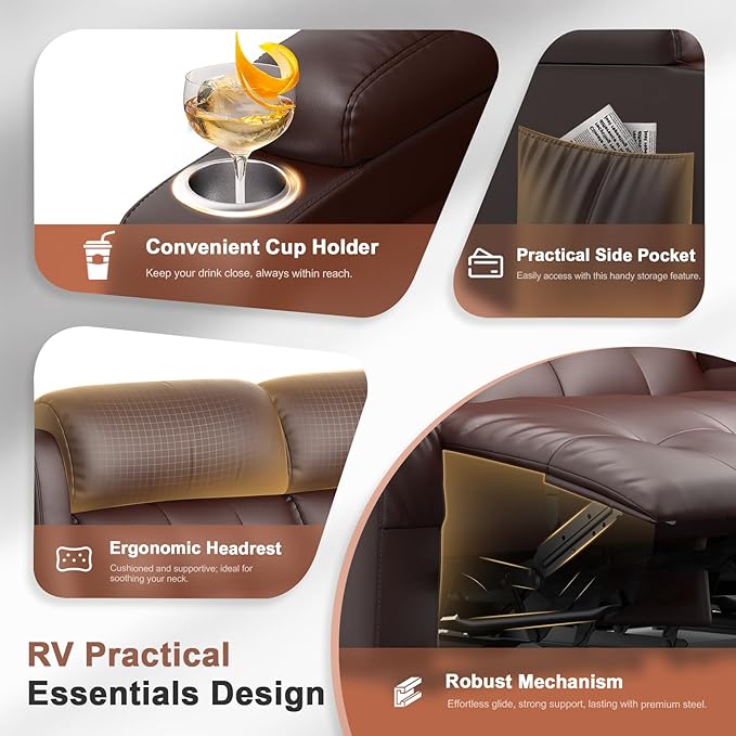 Power Loveseat Recliner with 2-Point Graphene Heat & Massage, Under-Seat