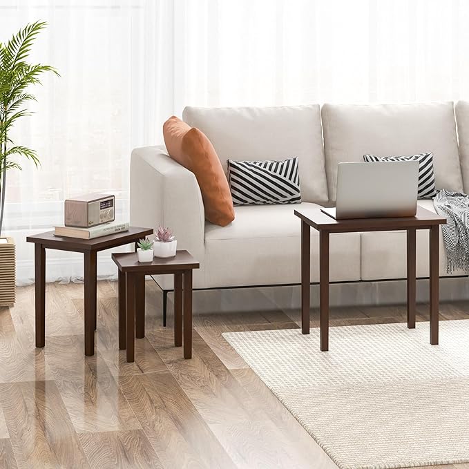 Giantex Nesting Tables Set of 3, Farmhouse Stacking Side Table