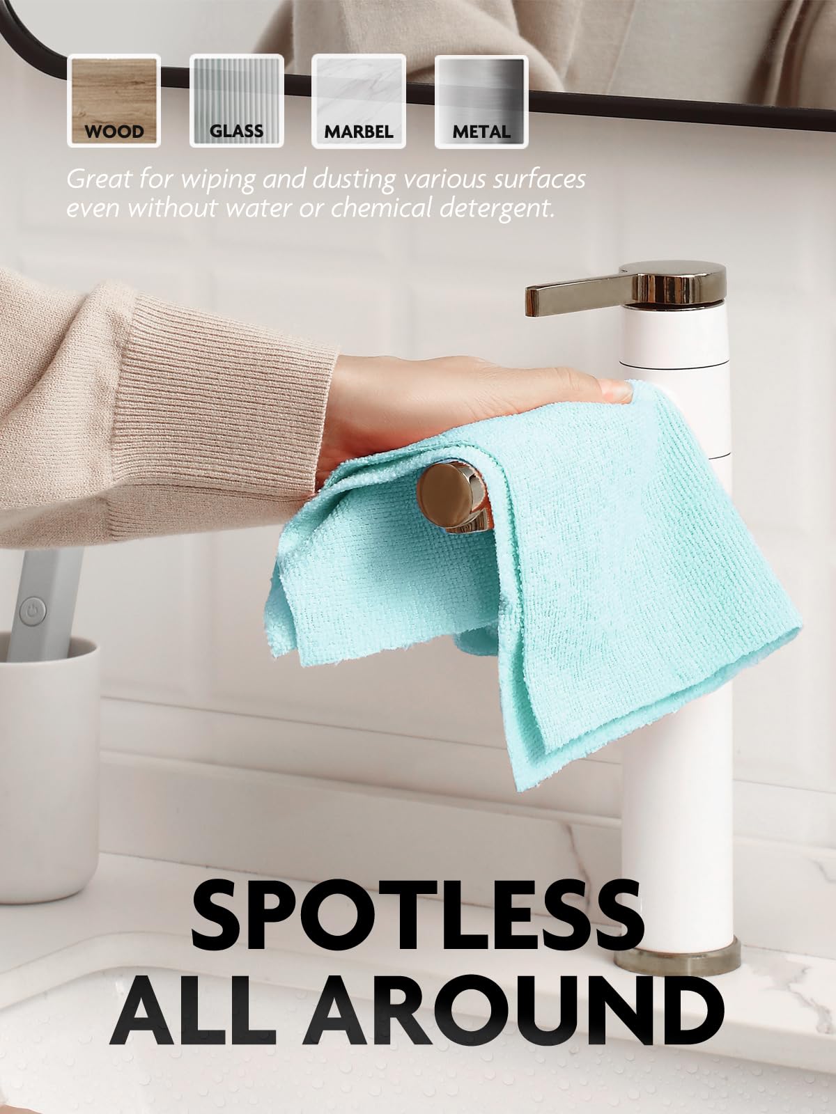 Fantasticlean Microfiber Cleaning Cloth Roll -75 Pack, Tear Away Microfiber Towels, 12" x 12", Reusable, Washable, Scratch Free, Ultra Absorbent Dishcloth for All-Around Cleaning Supplies (Blue)