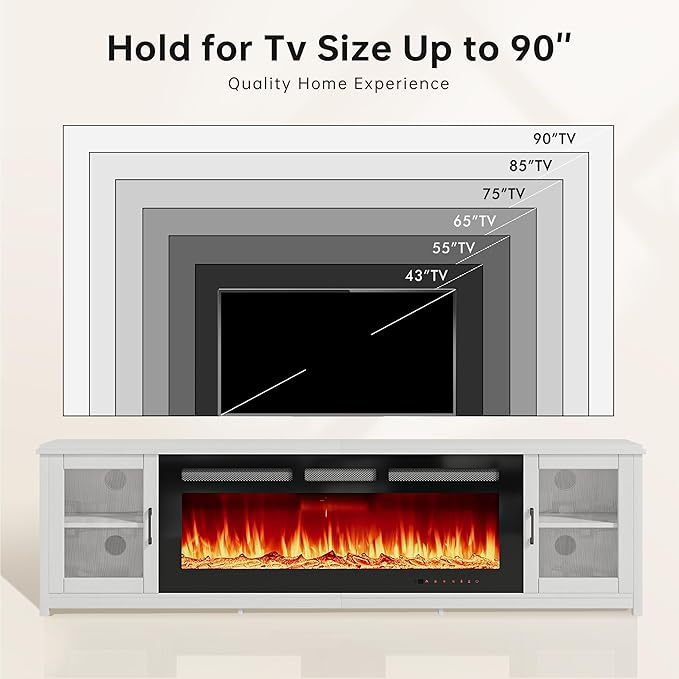 MXV 80" Fireplace TV Stand, Modern Entertainment Center