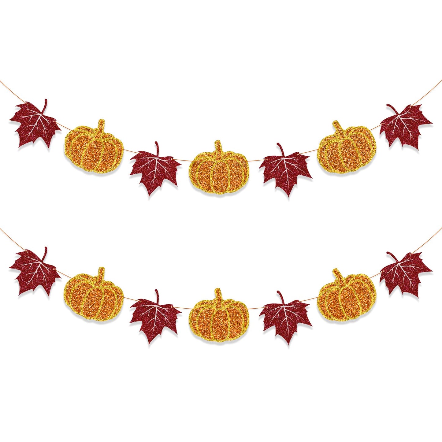 Tinbax Fall Decorations Home Thanksgiving decor - Pumpkin and Maple Leaves Sign Fall Autumn Harvest Garland Hanging Bunting Banner(Pre-Strung)