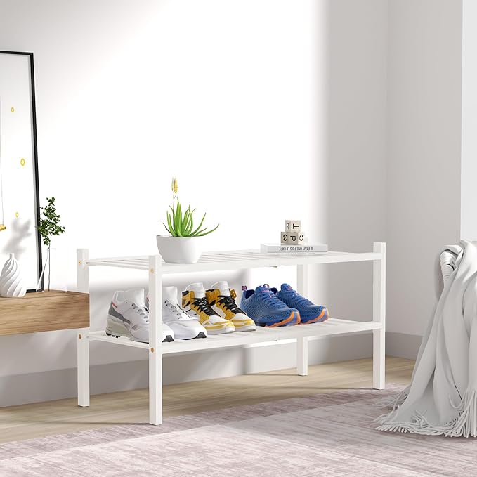 ROMGUAR CRAFT 2 Tier Bamboo Shoe Rack