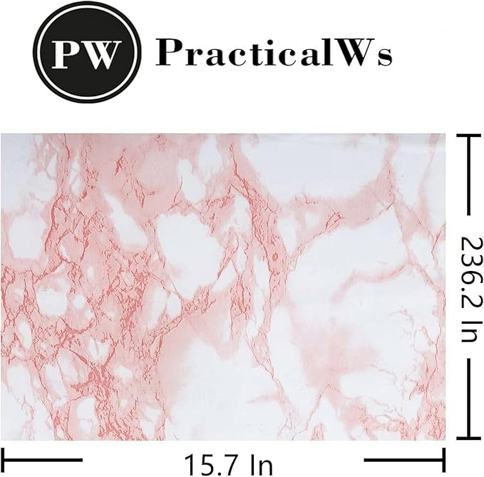 practicalWs 15.7 in x 236.2 in Self-Adhesive White Pink Marble Removable