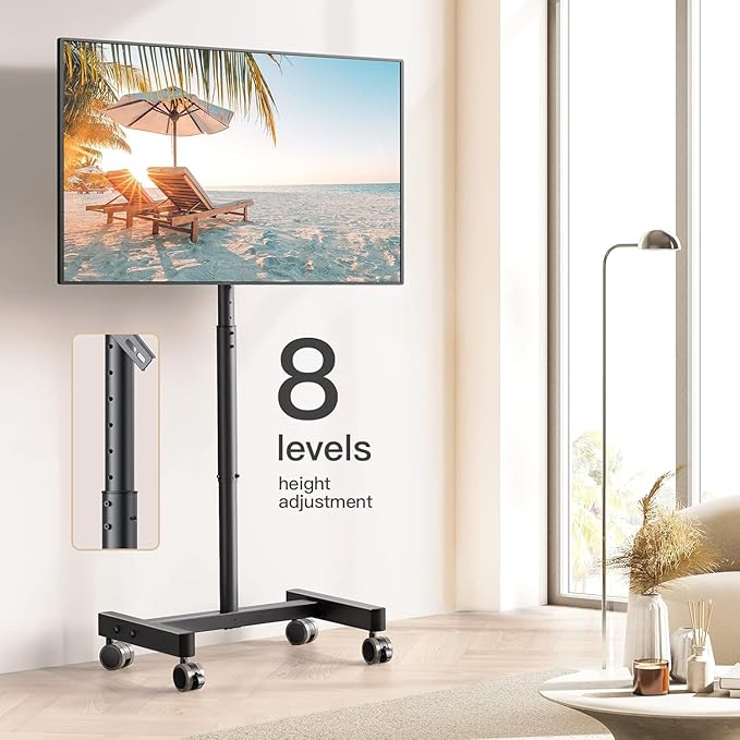 Perlegear Rolling TV Stand, Mobile TV Stand on Wheels