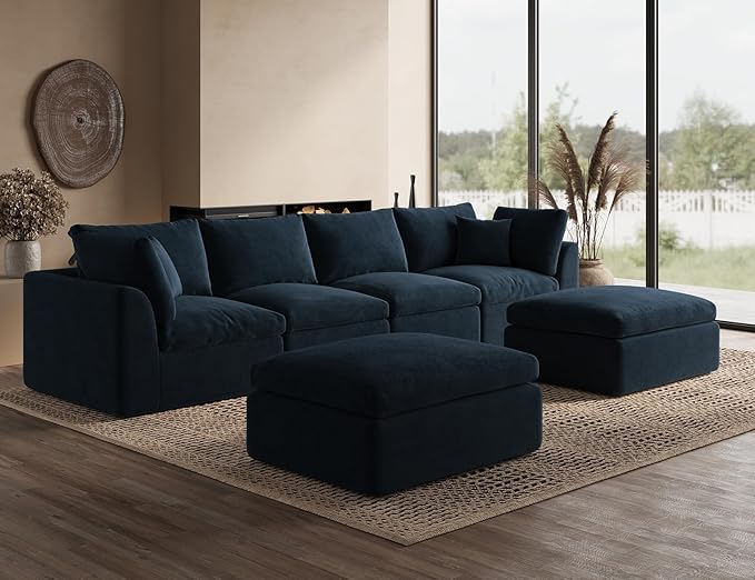 ohllob 140" U Shaped Couch, Cloud Sectional Couches