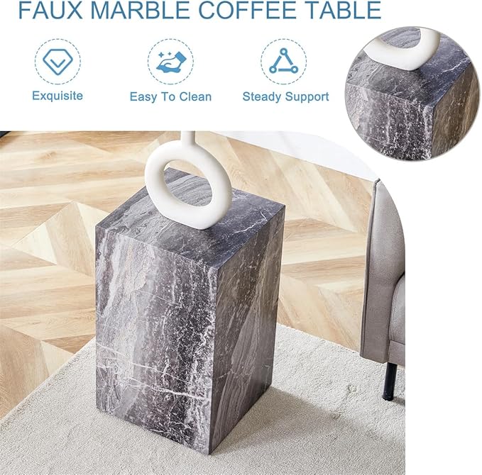 End Table Living Room Table, Faux Marble Sofa Couch Side Table, Bedside