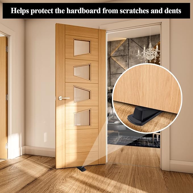 4 Pack Door Stoppers, Rubber for Bottom of Door, Rubber Door Stopper Wedge, Sturdy Stackable Door Stops for Floor