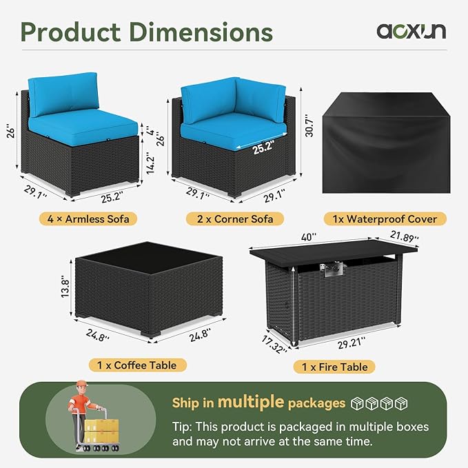 Aoxun 8 Piece Patio Furniture Set