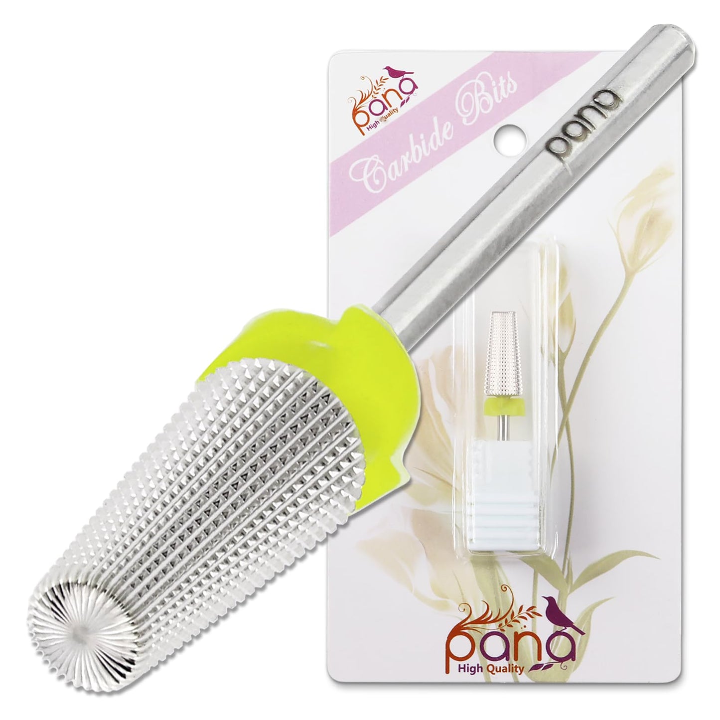 PANA Nail Carbide 5 in 1 Bit - Two Way Rotate use for Both Left and Right Handed - Fast Remove Acrylic or Hard Gel - 3/32" Shank - Manicure, Nail Art, Drill Machine (Fine - F, Silver)