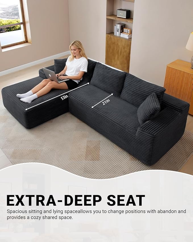 108 Inch Cloud Sectional Couch, Modern Modular Sectional Sofa