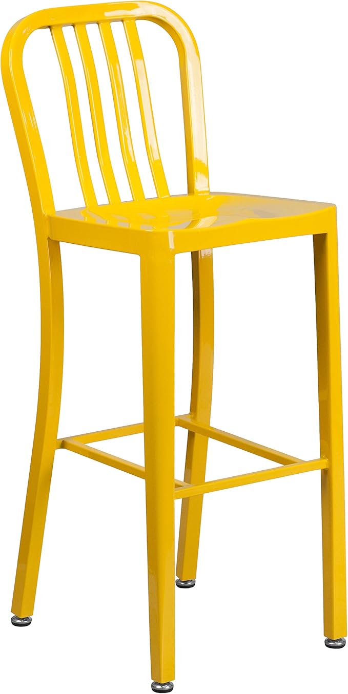 Flash Furniture Commercial Grade 30" High Yellow Metal Indoor-Outdoor Barstool