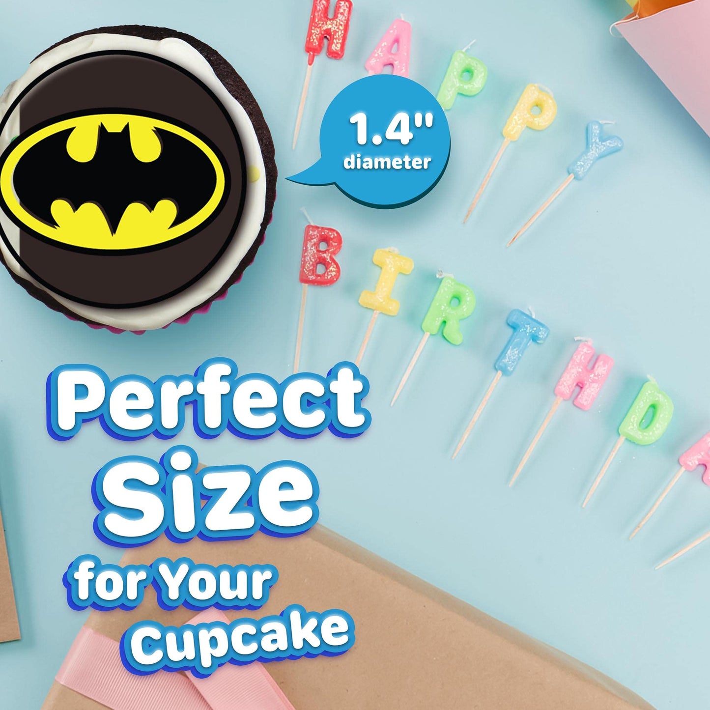 30 x Edible Cupcake Toppers - Bat M Themed Collection of Edible Cake Decorations