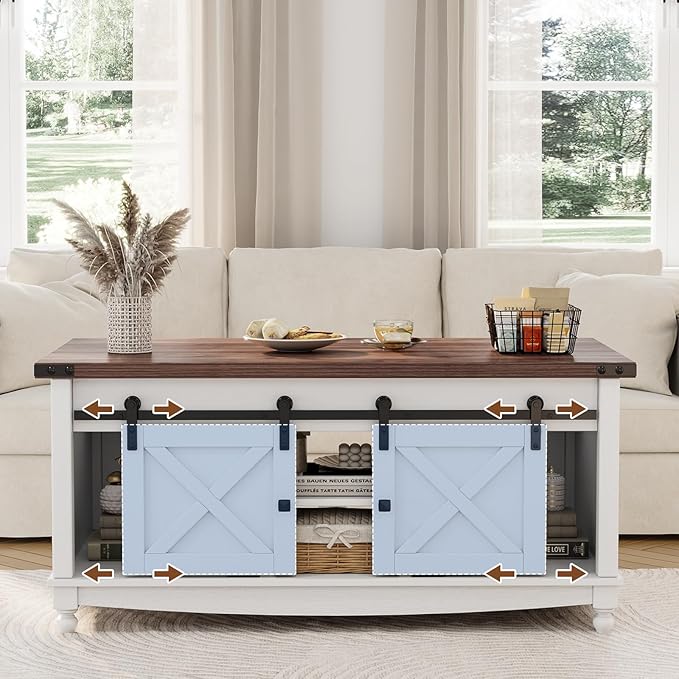 ALLSTAND 48" Farmhouse Lift Top Coffee Table
