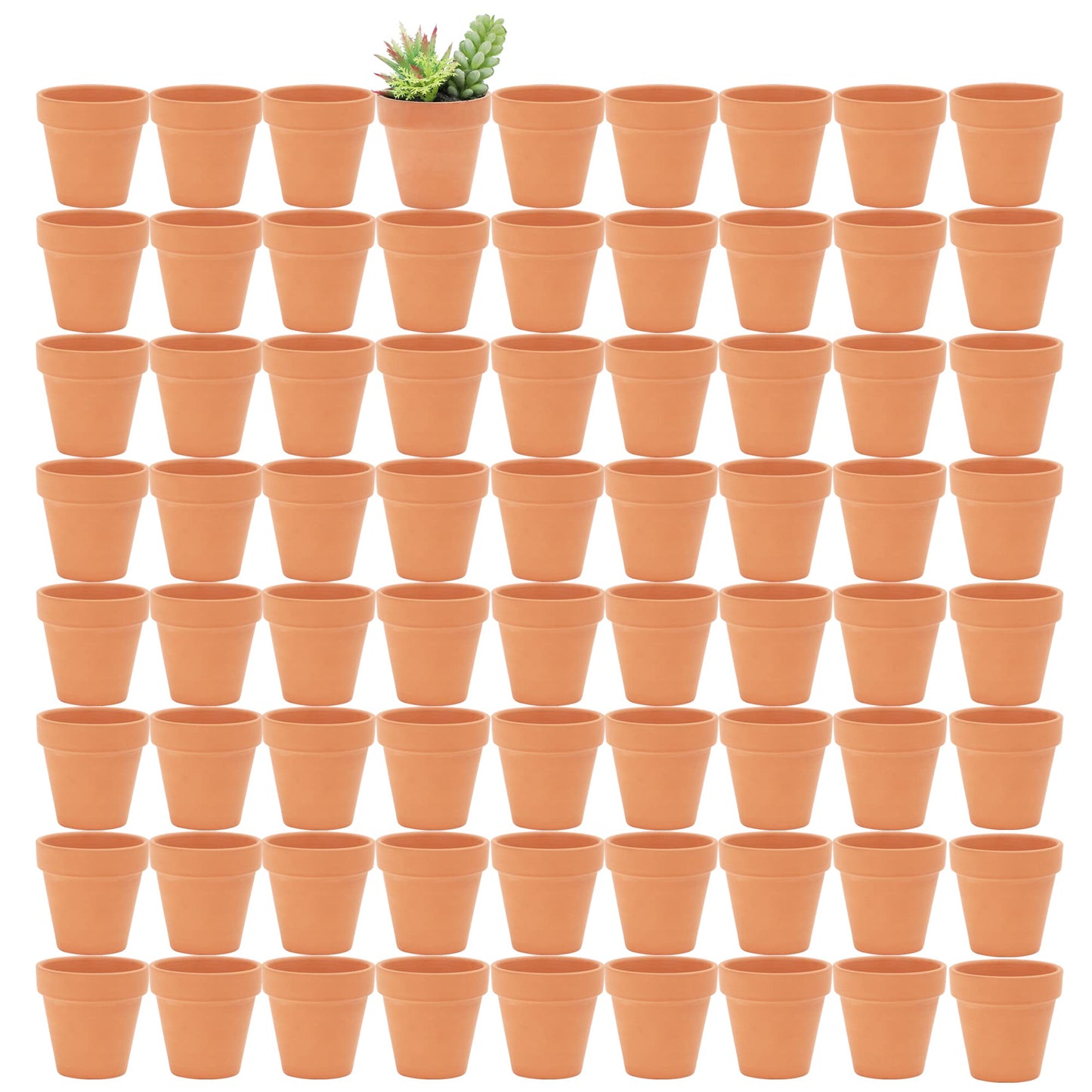 Yishang 2.5 inch Terracotta Pots with Drainage Holes,Small Mini Clay Ceramic Pottery Planter,Cactus Flower Terra Cotta Pots,Succulents Nursery Pots for Indoor/Outdoor Plants,Crafts,Wedding-72 Pack