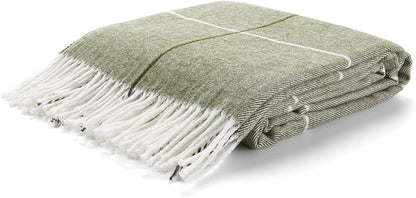 Arus Acrylic Highlands Collection Queen Size Tartan Plaid Design Throw Blanket Green Stripes, 60x80 inches
