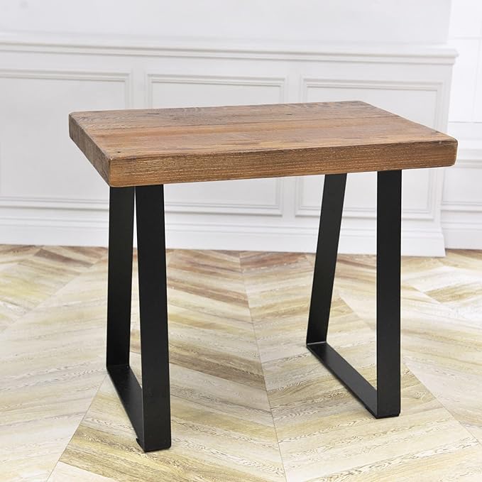 Home Soft Things Natural Old Pine Wood Rectangle Entryway Bench, Sturdy Hand