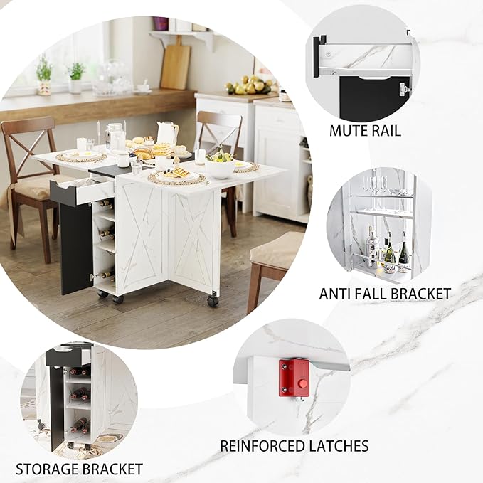 3imothrix Folding Dining Table, Dinner Table