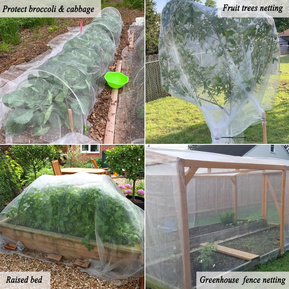 Vocray 10X10Ft Garden Netting Pest Barrier – Ultra Fine Mesh Netting Plant Covers & Row Cover, Protects Vegetables, Fruits, Flowers from Mosquitoes, Insects, Birds, Deer & Squirrels