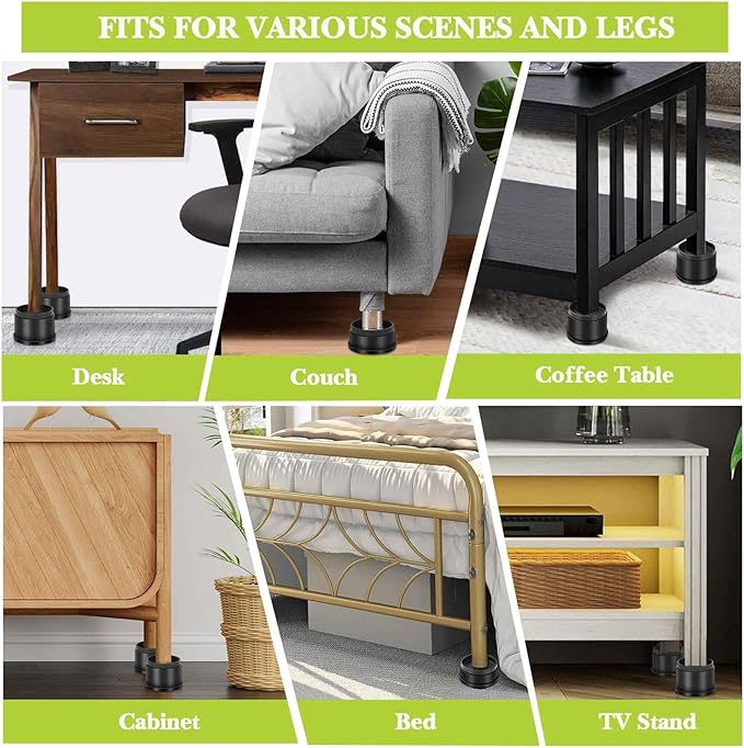 4 Pack Furniture Risers 1 Inch, Adjustable Bed Risers Heavy Duty