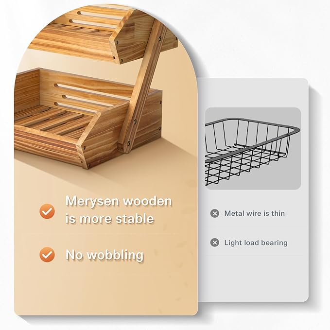 Merysen 2 Tier Wooden Fruit Basket