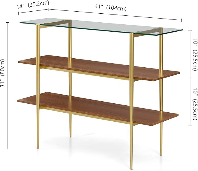 LumFurn Glass Console Table for Living Room, Foyer & Entrance, H41 x W14 x