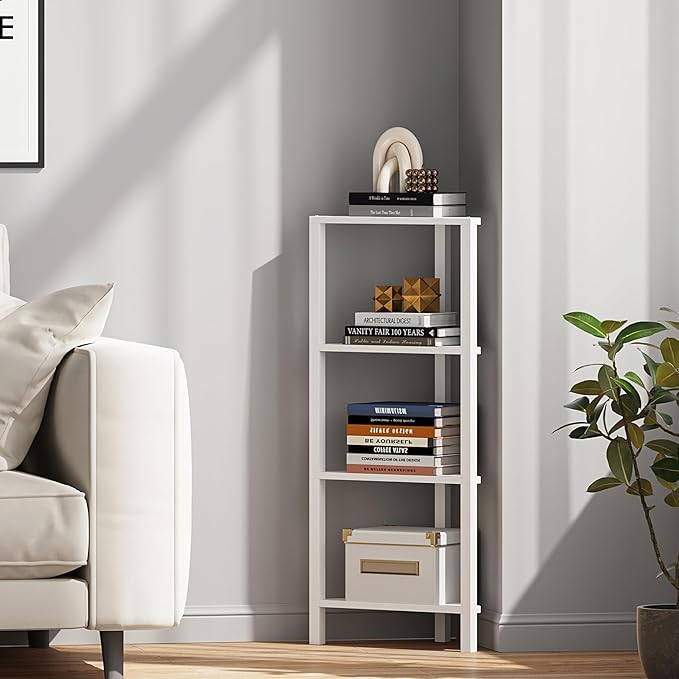 TUTOTAK Corner Shelf, 4-Tier Corner Bookshelf