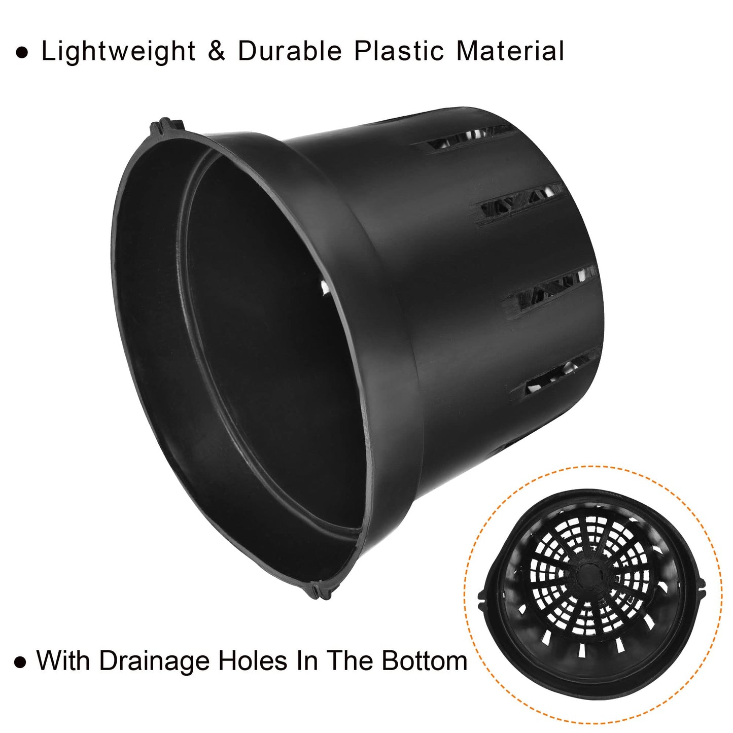 PATIKIL 5.9 Inch Plastic Plant Pot with Holes, 4 Pack Flower Starting Planter Container for Indoor Outdoor, Black
