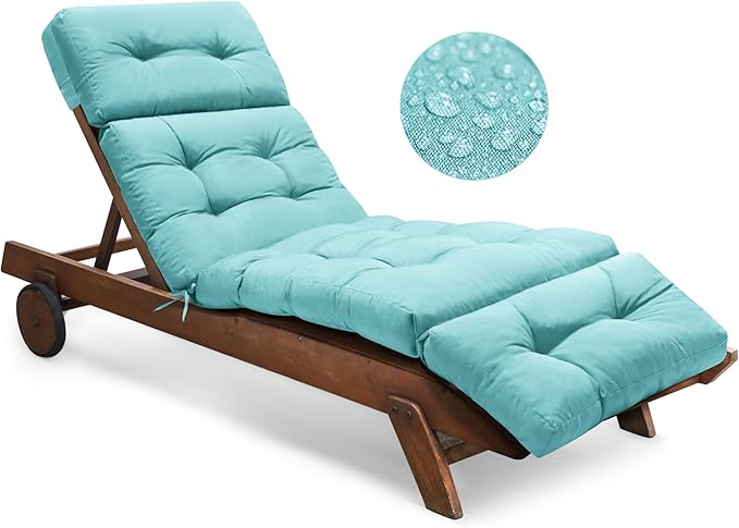 Outdoor Chaise Lounge Chair Cushion Waterproof 74.4 x 22 x 4.7 Inches Memory