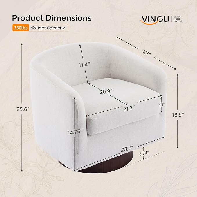 VINGLI 360°Swivel Accent Chairs Set of 2