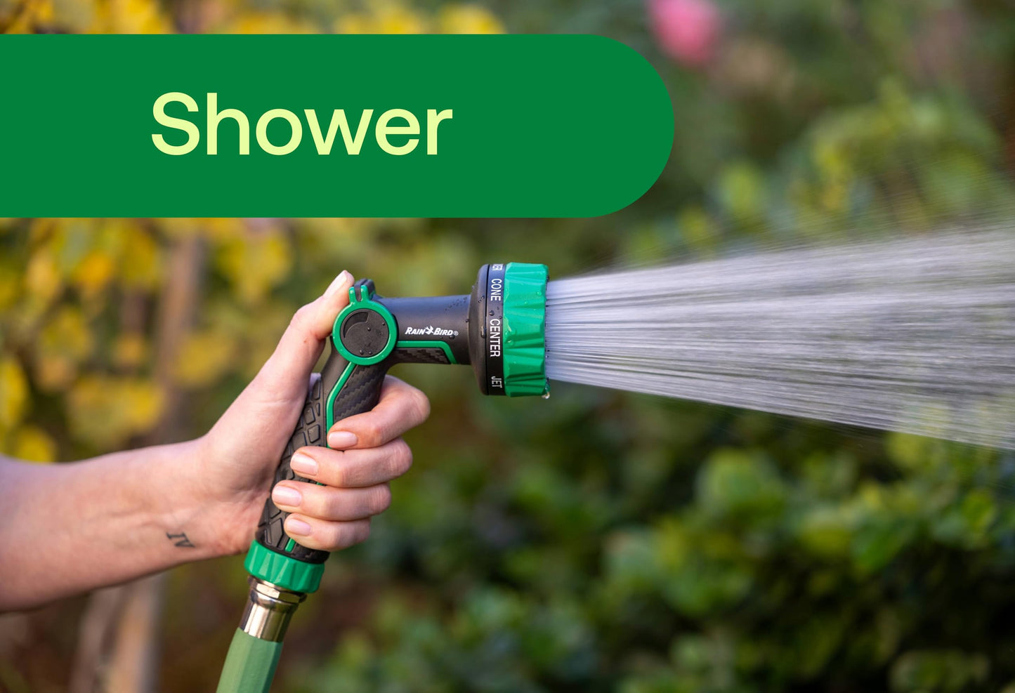 Rain Bird TCNZL8P Garden Hose Nozzle, Thumb Control, Carbon Fiber Texture, 8 Spray Patterns