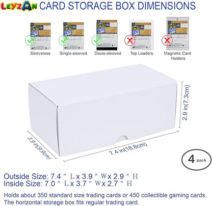 Trading-Card Storage Box, 4-Pack • 400 Count Corrugated Cardboard Storage Box with dividers & labels for TCG/Magic/Mtg Storage and Collection, 7 INCH Horizontal